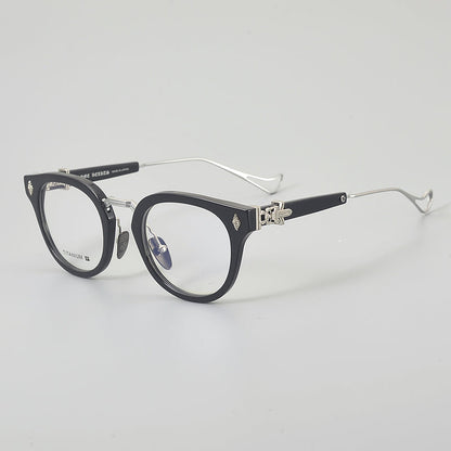
Monturas de gafas vintage estilo panto con aro completo y varillas metálicas delgadas - Imagen 4