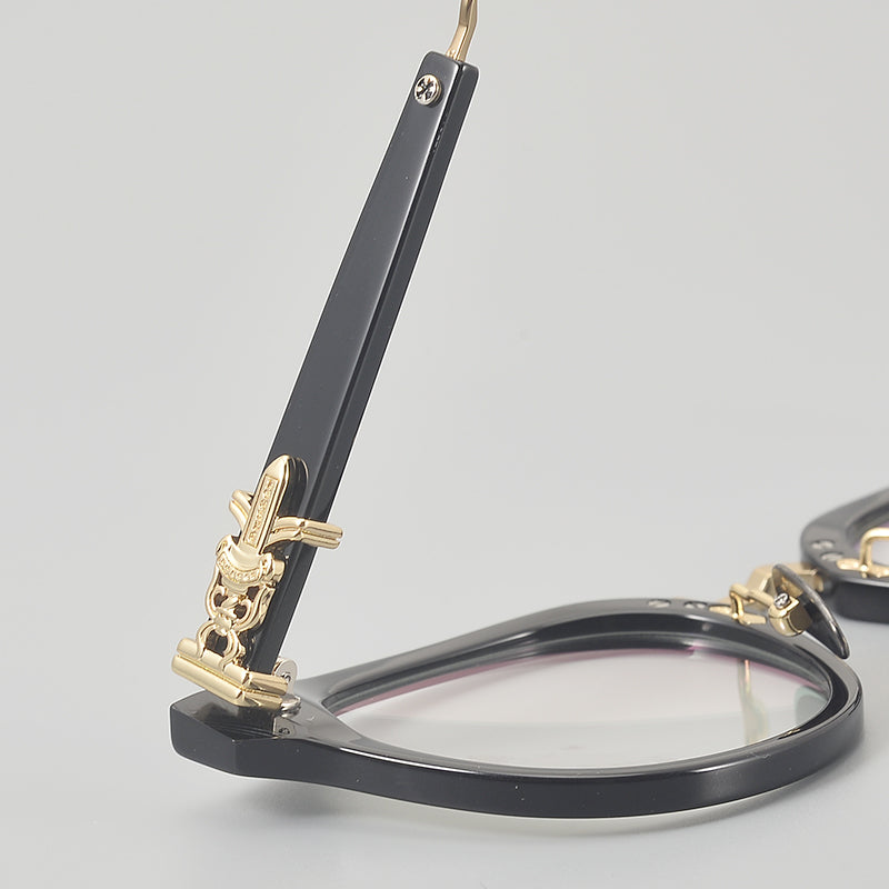 
Monturas de gafas vintage estilo panto con aro completo y varillas metálicas delgadas - Imagen 5