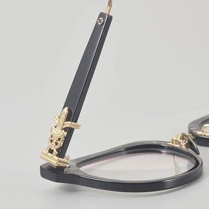 
Monturas de gafas vintage estilo panto con aro completo y varillas metálicas delgadas - Imagen 5