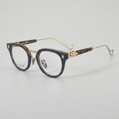 
Monturas de gafas vintage estilo panto con aro completo y varillas metálicas delgadas - Imagen 6