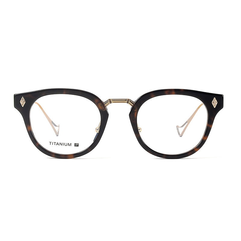 
Monturas de gafas vintage estilo panto con aro completo y varillas metálicas delgadas