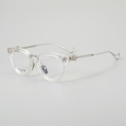 
Monturas de gafas vintage estilo panto con aro completo y varillas metálicas delgadas - Imagen 9