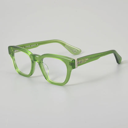 
Monturas de gafas rectangulares de acetato y titanio con esquinas redondeadas y detalles estampados en las varillas - Imagen 8