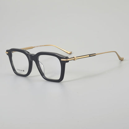 
Monturas de gafas rectangulares retro con línea superior definida y patillas de metal delgadas