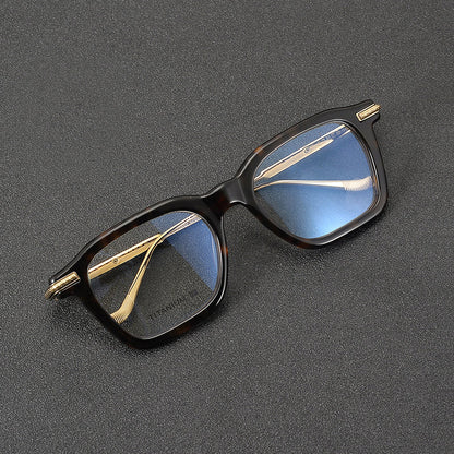 
Monturas de gafas rectangulares retro con línea superior definida y patillas de metal delgadas - Imagen 3