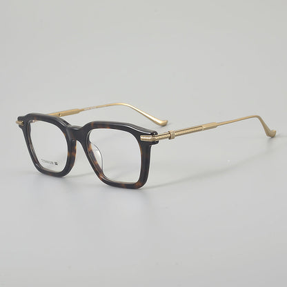 
Monturas de gafas rectangulares retro con línea superior definida y patillas de metal delgadas - Imagen 6