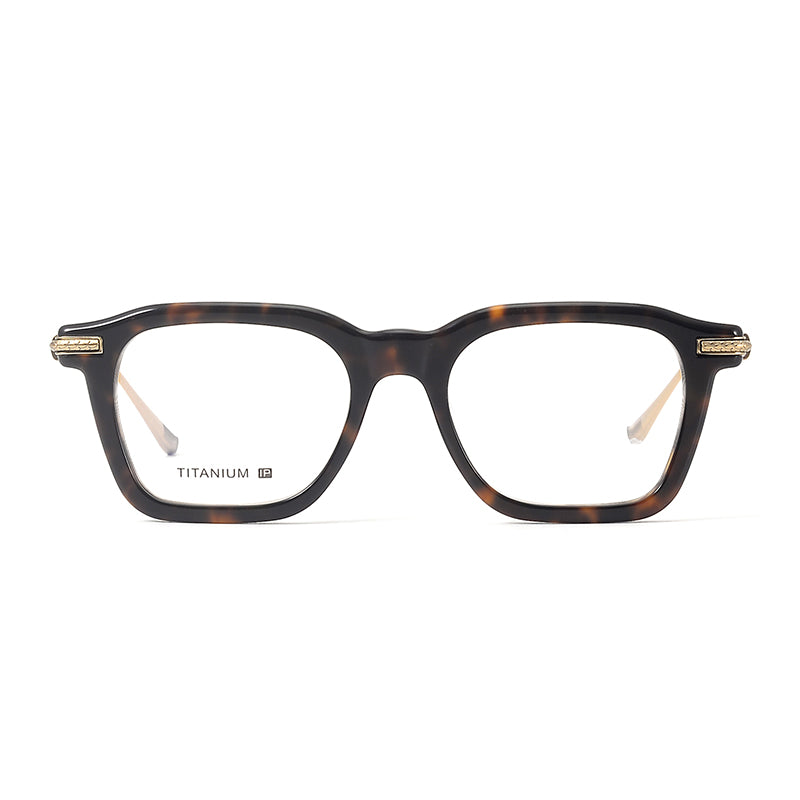 
Monturas de gafas rectangulares retro con línea superior definida y patillas de metal delgadas