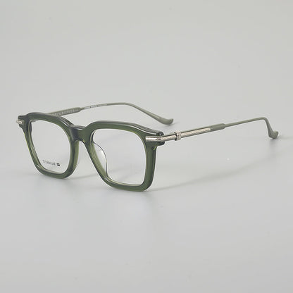 
Monturas de gafas rectangulares retro con línea superior definida y patillas de metal delgadas - Imagen 8