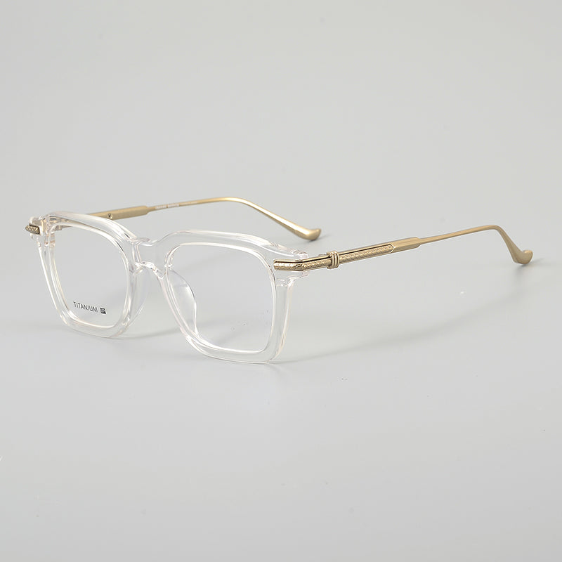 
Monturas de gafas rectangulares retro con línea superior definida y patillas de metal delgadas