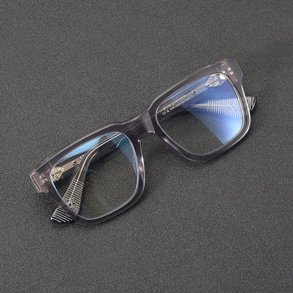 
Monturas de gafas rectangulares de acetato con aros completos esculpidos y paneles decorativos en las varillas - Imagen 3