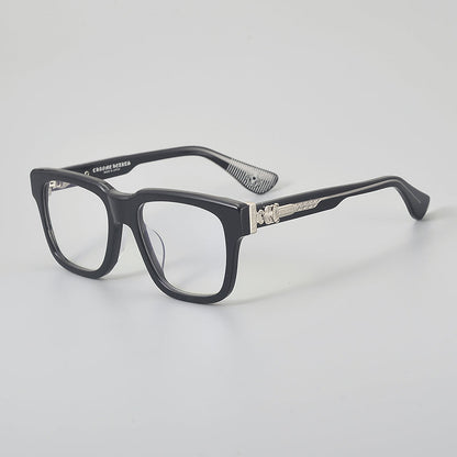 
Monturas de gafas rectangulares de acetato con aros completos esculpidos y paneles decorativos en las varillas - Imagen 4