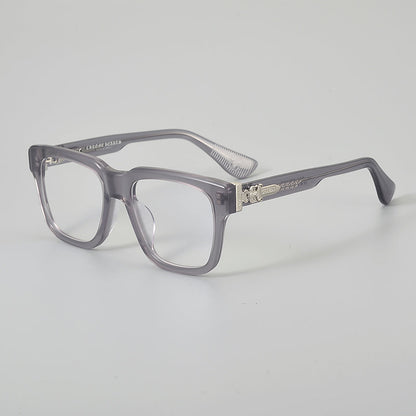 
Monturas de gafas rectangulares de acetato con aros completos esculpidos y paneles decorativos en las varillas - Imagen 6