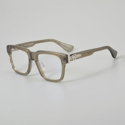 
Monturas de gafas rectangulares de acetato con aros completos esculpidos y paneles decorativos en las varillas - Imagen 8