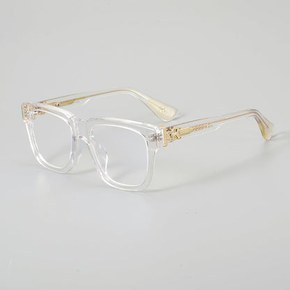 
Monturas de gafas rectangulares de acetato con aros completos esculpidos y paneles decorativos en las varillas - Imagen 9