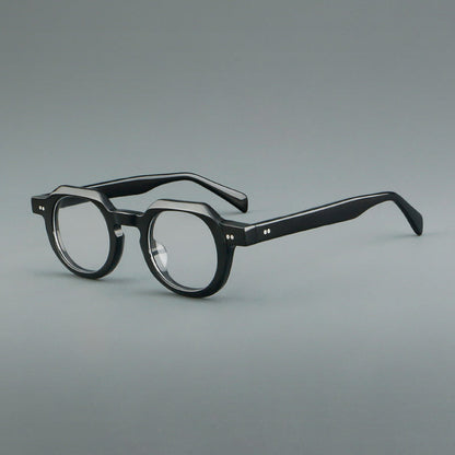 
Monturas de gafas vintage redondas de acetato, puente de cerradura profundo y detalles de remaches sutiles