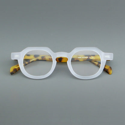 
Monturas de gafas vintage redondas de acetato, puente de cerradura profundo y detalles de remaches sutiles - Imagen 5