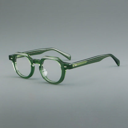
Monturas de gafas vintage redondas de acetato, puente de cerradura profundo y detalles de remaches sutiles - Imagen 10