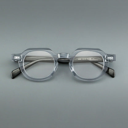 
Monturas de gafas vintage redondas de acetato, puente de cerradura profundo y detalles de remaches sutiles - Imagen 11