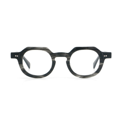 
Monturas de gafas vintage redondas de acetato, puente de cerradura profundo y detalles de remaches sutiles - Imagen 15