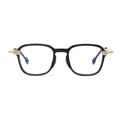 
Monturas de gafas retro cuadradas de titanio con aros completos redondeados y patillas detalladas - Imagen 7