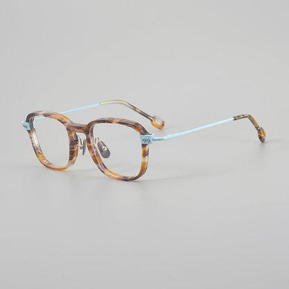 
Monturas de gafas retro cuadradas de titanio con aros completos redondeados y patillas detalladas - Imagen 9