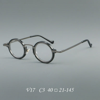 
Monturas de gafas redondas de acetato hechas a mano con bordes circulares superpuestos y puente esculpido - Imagen 4