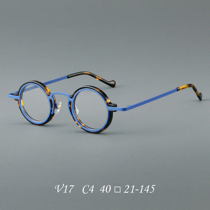 
Monturas de gafas redondas de acetato hechas a mano con bordes circulares superpuestos y puente esculpido - Imagen 6
