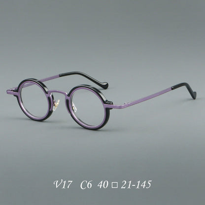 
Monturas de gafas redondas de acetato hechas a mano con bordes circulares superpuestos y puente esculpido - Imagen 8