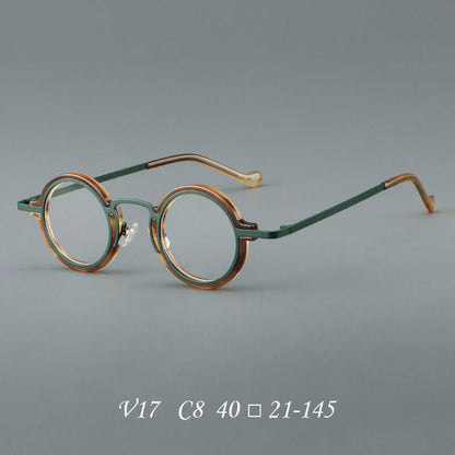 
Monturas de gafas redondas de acetato hechas a mano con bordes circulares superpuestos y puente esculpido - Imagen 10