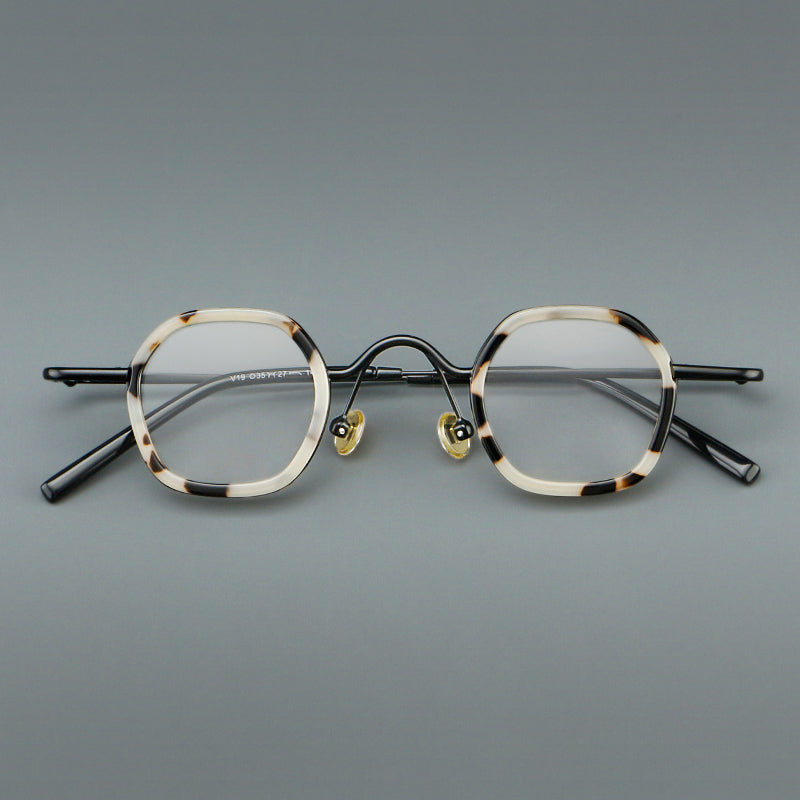 
Monturas de gafas redondas geométricas vintage con puente arqueado elevado y almohadillas nasales