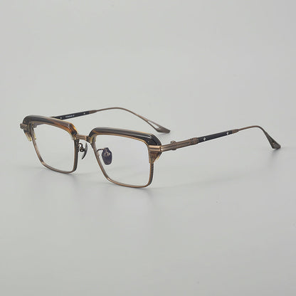 
Monturas de gafas rectangulares vintage de titanio con línea superior definida y bordes inferiores de metal fino - Imagen 8