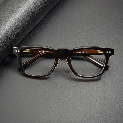 
Monturas de gafas clásicas cuadradas de acetato con detalle de remaches en el frente y varillas anchas - Imagen 2