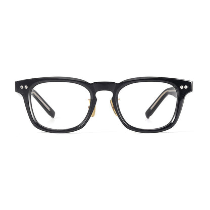 
Monturas de gafas clásicas cuadradas de acetato con detalle de remaches en el frente y varillas anchas - Imagen 5