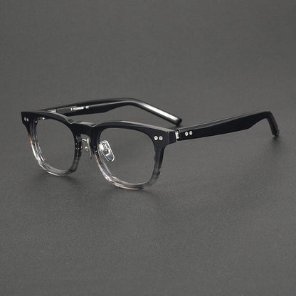 
Monturas de gafas clásicas cuadradas de acetato con detalle de remaches en el frente y varillas anchas - Imagen 7