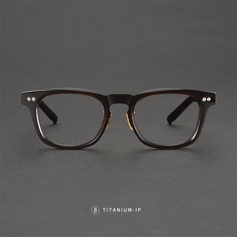 
Monturas de gafas clásicas cuadradas de acetato con detalle de remaches en el frente y varillas anchas - Imagen 8