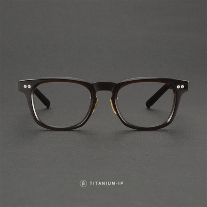 
Monturas de gafas clásicas cuadradas de acetato con detalle de remaches en el frente y varillas anchas - Imagen 8