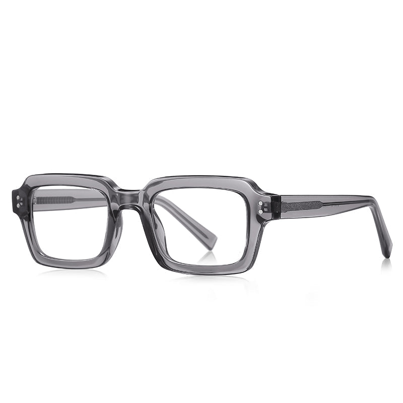 
Monturas de gafas cuadradas y gruesas con aros completos y detalles de doble remache - Gris