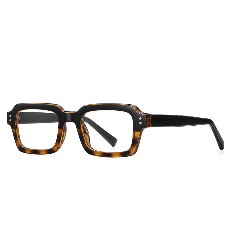 
Monturas de gafas cuadradas y gruesas con aros completos y detalles de doble remache - Carey