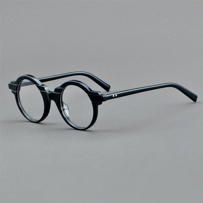 
Monturas de gafas redondas vintage de acetato con aros completos circulares y varillas contorneadas