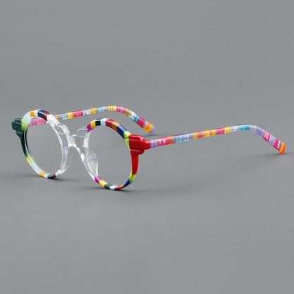 
Monturas de gafas redondas vintage de acetato con aros completos circulares y varillas contorneadas - Imagen 4
