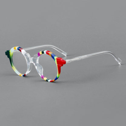 
Monturas de gafas redondas vintage de acetato con aros completos circulares y varillas contorneadas - Imagen 5