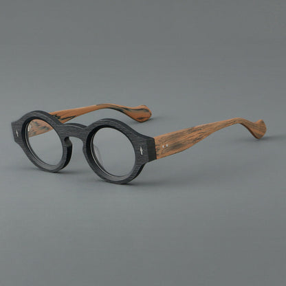 
Monturas de gafas retro redondas de acetato, bordes circulares gruesos y detalles laterales esculpidos - Imagen 6