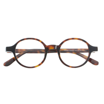 
Monturas de gafas redondas minimalistas de acetato, bordes completos lisos y líneas de patillas limpias - Imagen 5