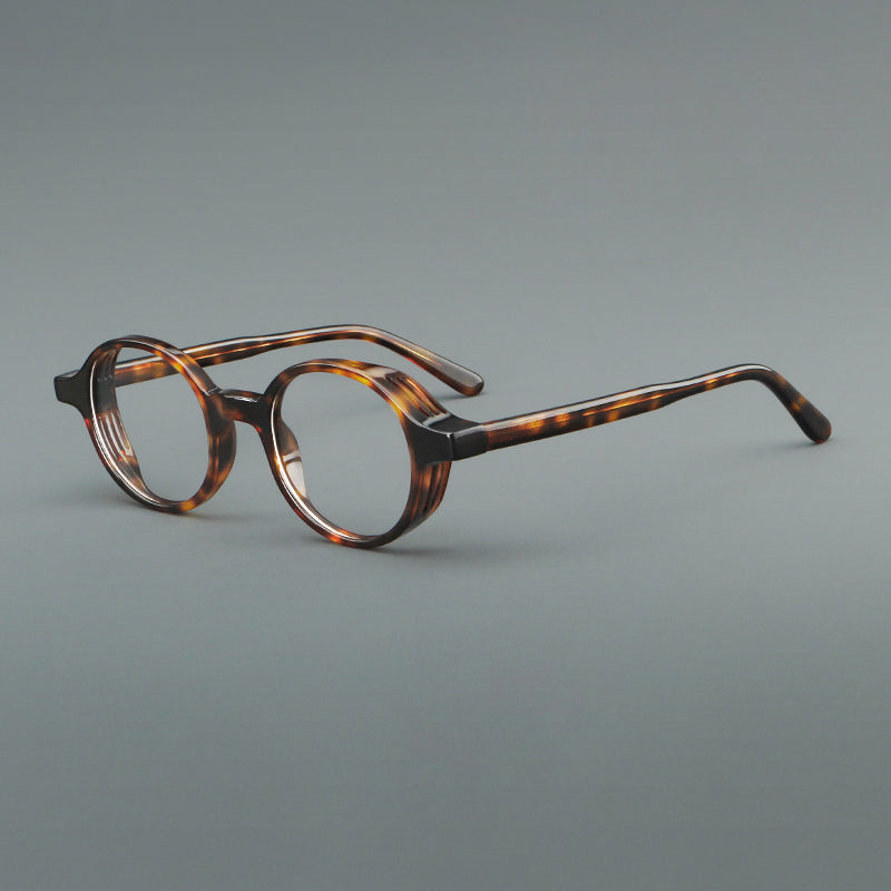 
Monturas de gafas redondas minimalistas de acetato, bordes completos lisos y líneas de patillas limpias - Imagen 7