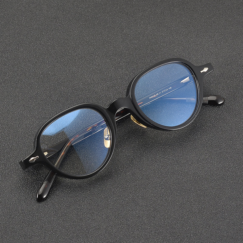 
Monturas de gafas retro Panto de acetato con detalles laterales de metal y bordes inferiores redondeados