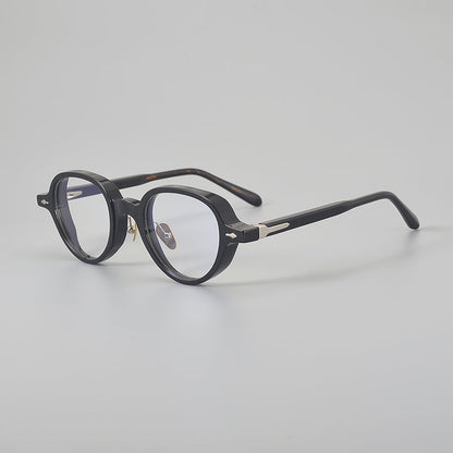 
Monturas de gafas retro Panto de acetato con detalles laterales de metal y bordes inferiores redondeados