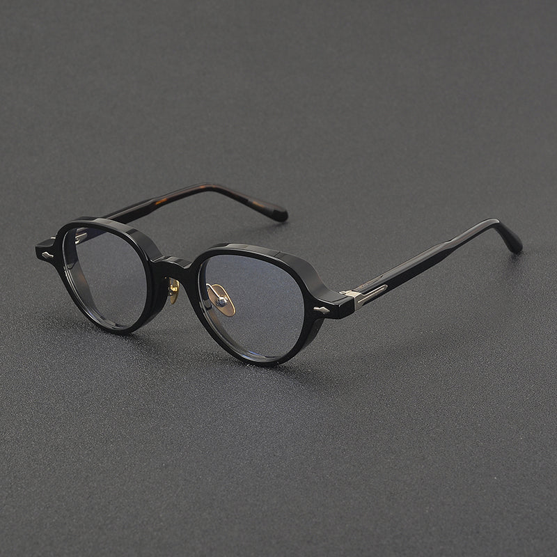 
Monturas de gafas retro Panto de acetato con detalles laterales de metal y bordes inferiores redondeados