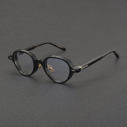 
Monturas de gafas retro Panto de acetato con detalles laterales de metal y bordes inferiores redondeados - Imagen 3