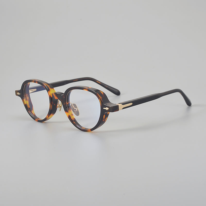 
Monturas de gafas retro Panto de acetato con detalles laterales de metal y bordes inferiores redondeados - Carey