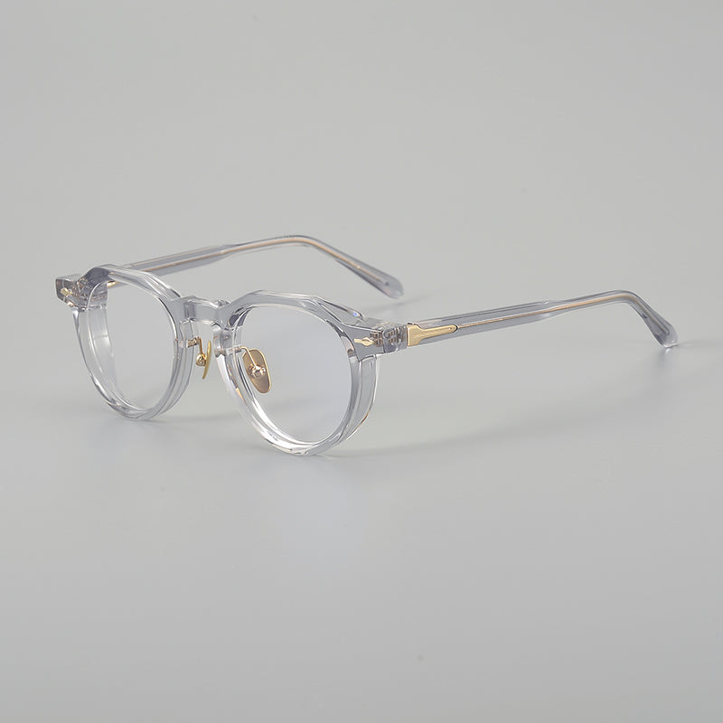 
Monturas de gafas redondas de acetato con esquinas superiores definidas y almohadillas nasales - Gris Translúcido